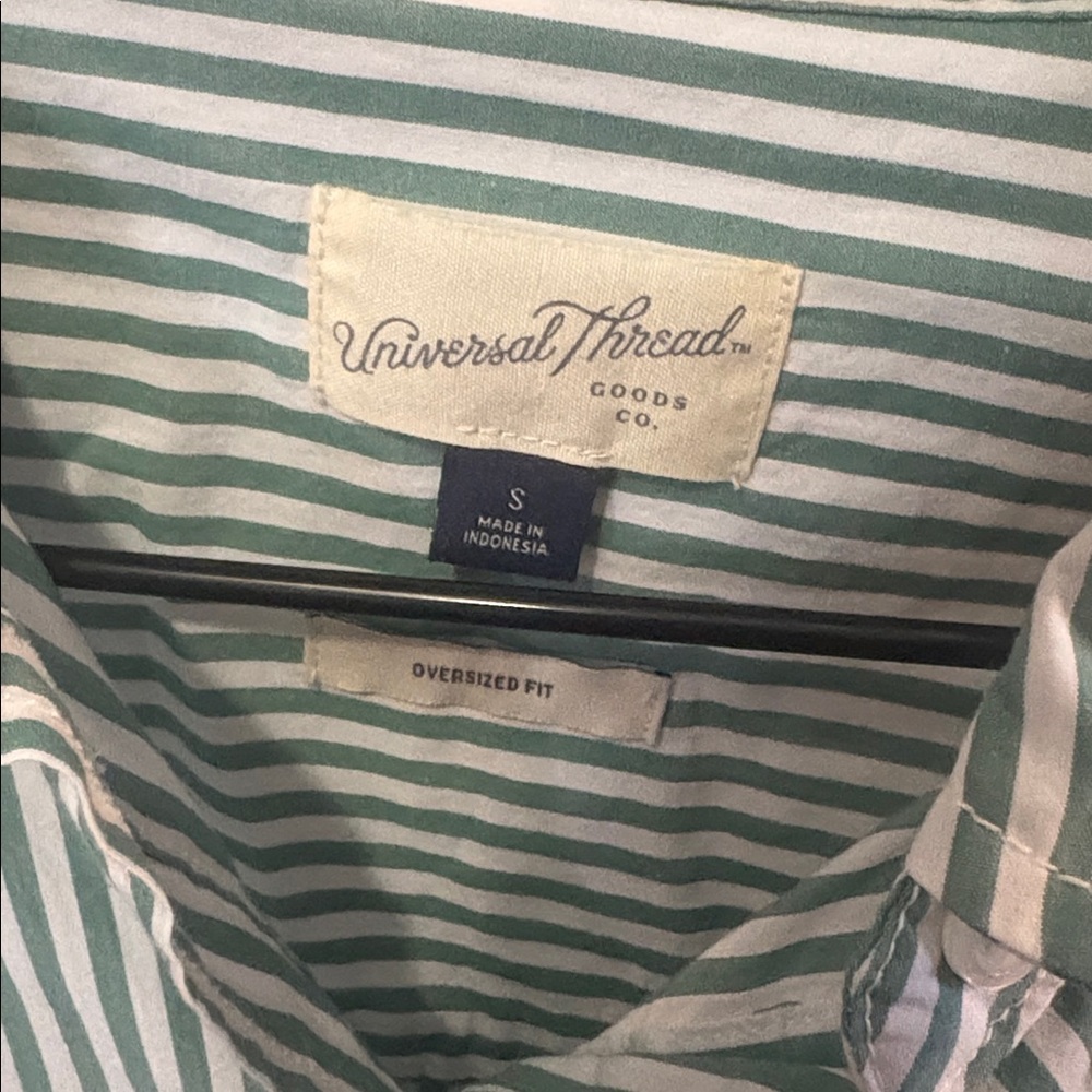 Universal Thread Men's Green Striped Button Down Shirt - Picture 3 of 3